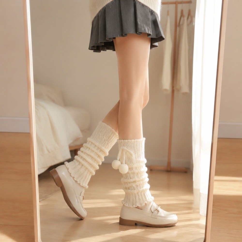 Knitted Knit Leg Warmers Cable - Boot Sock Slouchy ulasan dan harga
