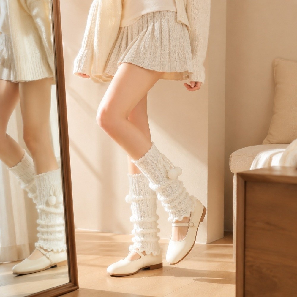 Knitted Knit Leg Warmers Cable - Boot Sock Slouchy ulasan dan harga